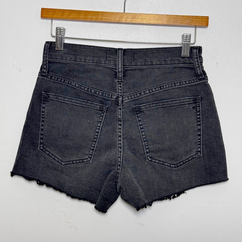Madewell Perfect Jean Short Women 25 Black High Rise Distressed Raw Hem Denim - Picture 3 of 7
